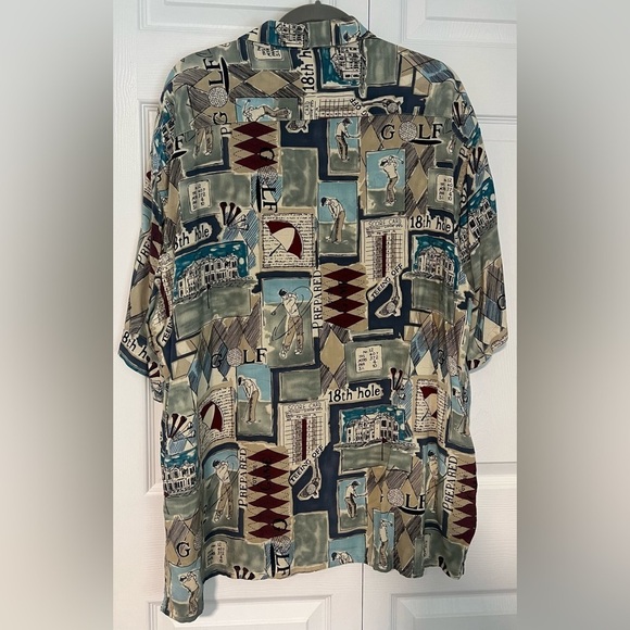 Men's Campia Golf Themed Short Sleeved Button Down Shirt - Picture 5 of 5